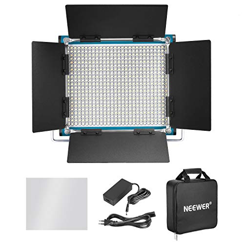 Neewer – Metal Bicolor LED de vídeo luz Metal Marco Dimmbare 660 Perlas con Soporte de U y Bar Door 3200 – 5600 K CRI 96 + para Studio Youtube del fotografía grabación de vídeo (Azul)