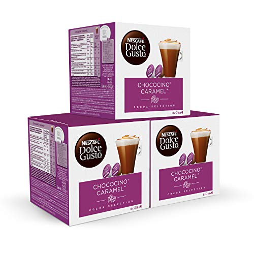 Nescafé DOLCE GUSTO Café CHOCOCINO CARAMEL - Pack de 3 x 16 cápsulas - Total: 48 Cápsulas