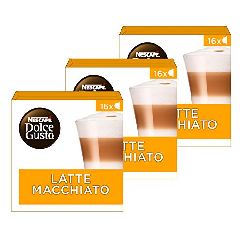 NESCAFÉ Dolce Gusto Café Latte Macchiato, Pack de 3x16 Cápsulas - Total: 48 Cápsulas de Café