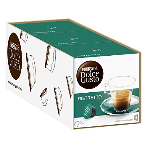 NESCAFÉ Dolce Gusto Café Ristretto, Pack de 3 x 16 Cápsulas - Total: 48 Cápsulas de Café