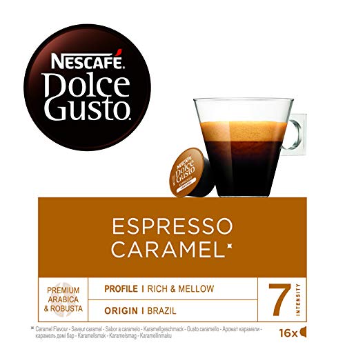 NESCAFÉ Dolce Gusto Cápsulas de Café Espresso Caramel, Pack de 3 x 16 Cápsulas - Total: 48 Cápsulas de Café