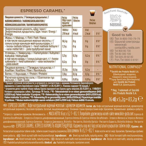 NESCAFÉ Dolce Gusto Cápsulas de Café Espresso Caramel, Pack de 3 x 16 Cápsulas - Total: 48 Cápsulas de Café