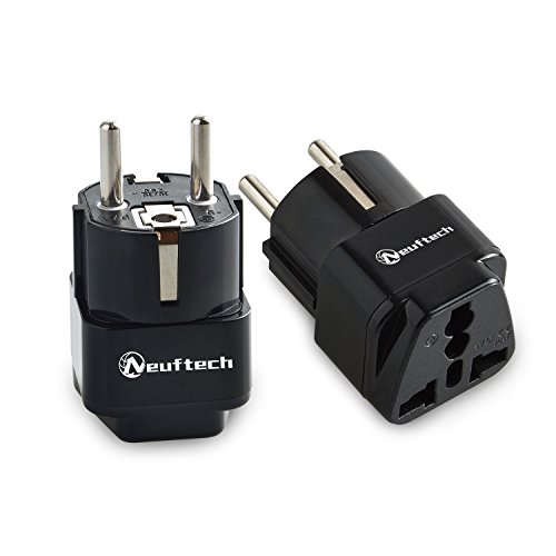 Neuftech 2 X 4.8mm Enchufe Universal Viaje Adaptador para UK, USA, EU, Aus a España, Portugal, Alemania, Corea, Dinamarca, Finlandia, Noruega, Polonia, Bali, Grecia, Francia etc