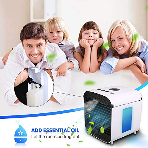 Nifogo Mini Aire Acondicionado Portatil Extraíble Enfriador de Aire en Mesa, Humidificador y purificador 3 en 1, 3 velocidades, para hogar y Oficina