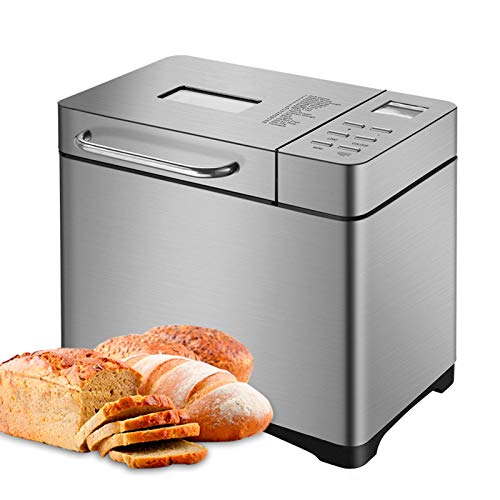 NMBD Automatizado Breadmakers Máquina 2LB con 17 Funciones programadas del Temporizador, no se pegue, Libres de Gluten, Pan de 3 tamaños, 1 Hora Keep Warm W/Auto Fruta y Nuez dispensador KAIRUI