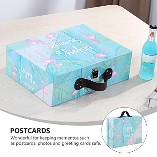 Non Cajas de Cartón de Almacenamiento Decorativo con Asa Maleta Tropical Porta Baratijas Maleta Caja de Cartón de Papel Contenedor