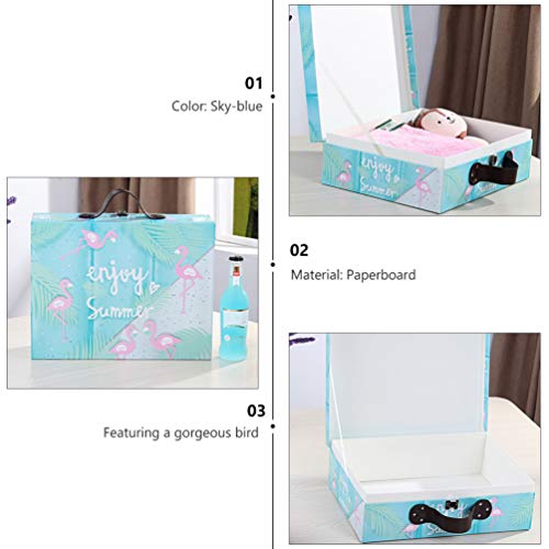 Non Cajas de Cartón de Almacenamiento Decorativo con Asa Maleta Tropical Porta Baratijas Maleta Caja de Cartón de Papel Contenedor