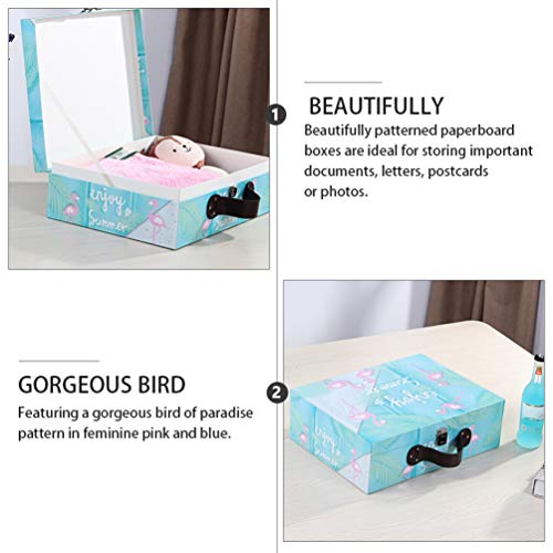 Non Cajas de Cartón de Almacenamiento Decorativo con Asa Maleta Tropical Porta Baratijas Maleta Caja de Cartón de Papel Contenedor