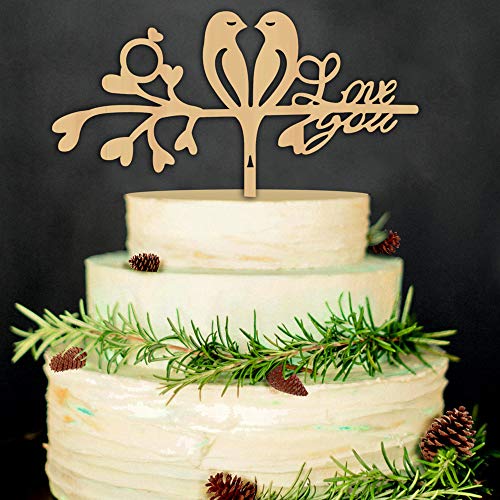 NvWang Cake Topper,Topper para Tartas de Love You Cake Topper de Madera de Boda Decoración de Tarta de Fiesta