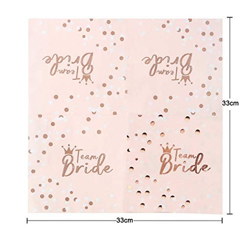 O-Kinee JGA Servilletas de oro rosa, 32 unidades Team Bride Servilletas de mesa decorativo, color rosa Team novia Servilletas de papel para mujeres Party Deko JGA mesa decorativa