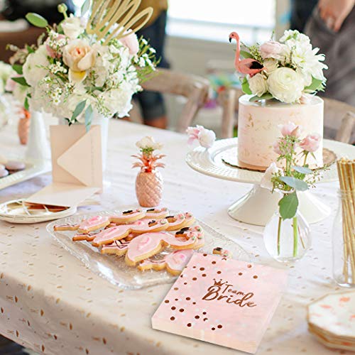 O-Kinee JGA Servilletas de oro rosa, 32 unidades Team Bride Servilletas de mesa decorativo, color rosa Team novia Servilletas de papel para mujeres Party Deko JGA mesa decorativa