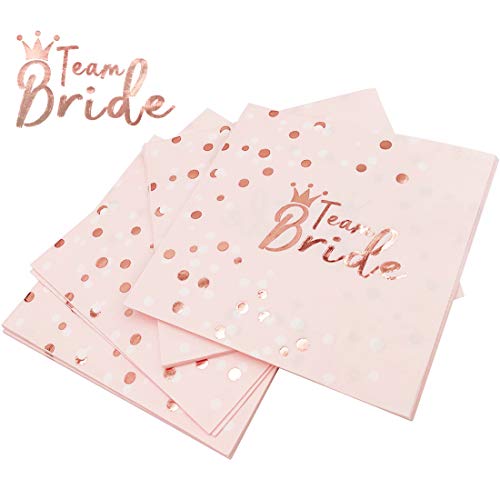 O-Kinee JGA Servilletas de oro rosa, 32 unidades Team Bride Servilletas de mesa decorativo, color rosa Team novia Servilletas de papel para mujeres Party Deko JGA mesa decorativa