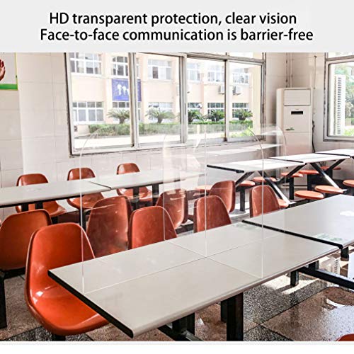 Oceanindw Protector de Estornudo de Plexiglás Acrílico, Divisor de Mesa Protector contra Estornudos Escudo Divisor para 4 Personas Mesas de Almuerzo y Cafetería- 120 × 60 × 60 Cm