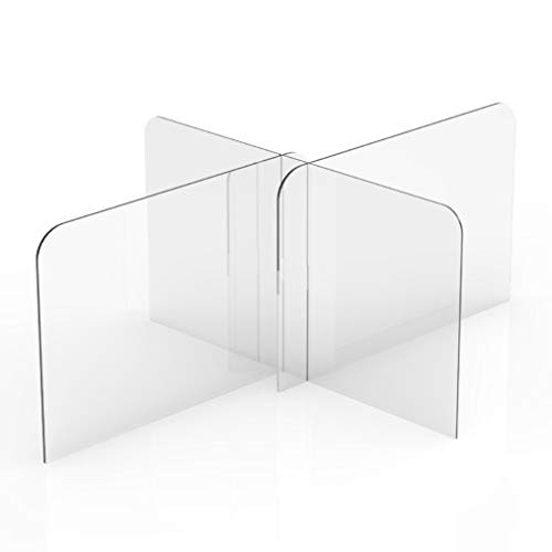 Oceanindw Protector de Estornudo de Plexiglás Acrílico, Divisor de Mesa Protector contra Estornudos Escudo Divisor para 4 Personas Mesas de Almuerzo y Cafetería- 120 × 60 × 60 Cm