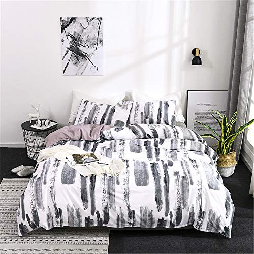 Odot Juego de Ropa de Cama con Funda de Edredón - 2/3 Piezas, Anti-ácaro Microfibra Cremallera Funda Nórdica Funda De Almohada, Graffiti de Tinta (Tinta en Blanco y Negro,Cama 150/160cm 220x240cm)