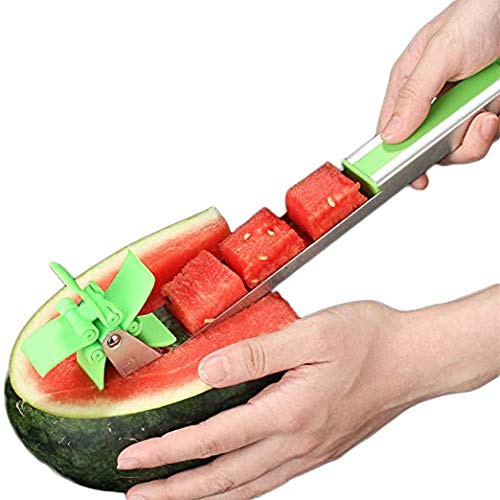 offershop Cortador Cortar Afectado Rebanador Melón Sandía Cantalupo Papaya Calabaza Fruta Rebanadas Cubitos Cuchilla Forma Molino Manual Acero Inoxidable Melones Sandias Pepinos Papayas Calabazas