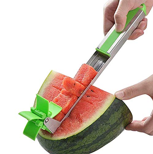 offershop Cortador Cortar Afectado Rebanador Melón Sandía Cantalupo Papaya Calabaza Fruta Rebanadas Cubitos Cuchilla Forma Molino Manual Acero Inoxidable Melones Sandias Pepinos Papayas Calabazas