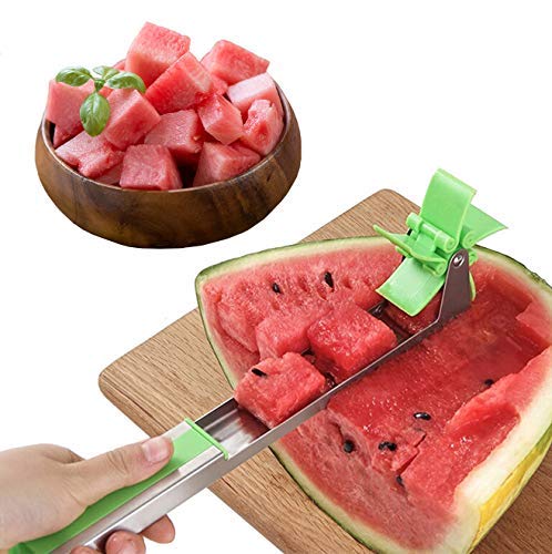 offershop Cortador Cortar Afectado Rebanador Melón Sandía Cantalupo Papaya Calabaza Fruta Rebanadas Cubitos Cuchilla Forma Molino Manual Acero Inoxidable Melones Sandias Pepinos Papayas Calabazas