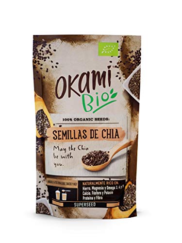 Okami Bio | Semillas de Chia | 100% Orgánico | Vegano | Superalimento | Alto contenido de Fibras| Antioxidantes | Proteinas | Para darle el impulso perfecto a tu día | 250gr.