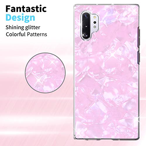 OKZone Funda Samsung Galaxy Note 10 Plus [con Protector Pantalla], Cárcasa Brilla Brillante Purpurina TPU Silicona Parachoque Teléfono Funda para Samsung Galaxy Note 10 Plus (Rosa Claro)