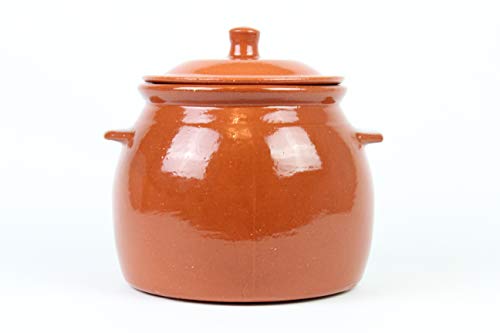 OLLA DE BARRO ALTA CON TAPA nº2 (20CM) 4litros (Medidas exterior ancho asas 22,5cm, diámetro 17,2 cm x altura con tapa 22,2 cm, sin tapa 17,4 cm x diámetro base inferior 19,8 cm)