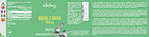 Omega 3 Super 1000 mg, Incluidos los Ácidos Grasos Epa 300 mg Dha 200 mg - 180 Cápsulas