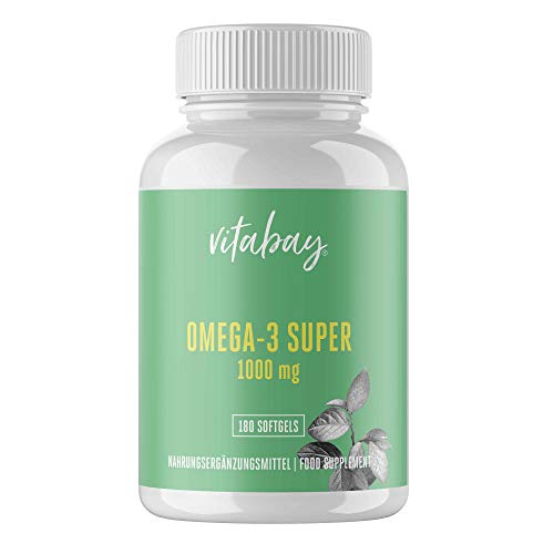 Omega 3 Super 1000 mg, Incluidos los Ácidos Grasos Epa 300 mg Dha 200 mg - 180 Cápsulas