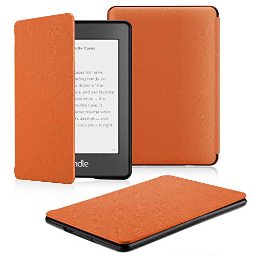 OMOTON Funda para Kindle Paperwhite (10ª Generación) Carcasa Kindle Paperwhite (2018 Lanzado), Sueño Automático, Cierre Magnético, Color Naranja, PU Duro, Solo para Kindle Paperwhite 2018