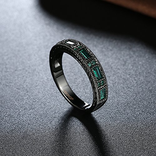 One Cent Online Amor Eterno Mujeres Boda Compromiso Anillos 18K Oro Plateado Cz Diamantes Marcas Solitarias Princesa Corte Promesa Aniversario Novia Joyería Amor Infinito por Ella, JPR865-Green-7-UK