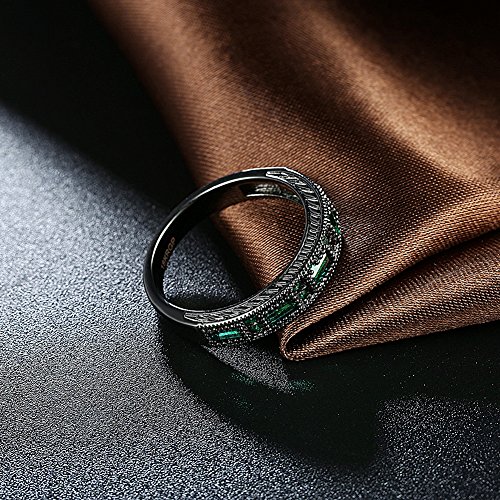 One Cent Online Amor Eterno Mujeres Boda Compromiso Anillos 18K Oro Plateado Cz Diamantes Marcas Solitarias Princesa Corte Promesa Aniversario Novia Joyería Amor Infinito por Ella, JPR865-Green-7-UK