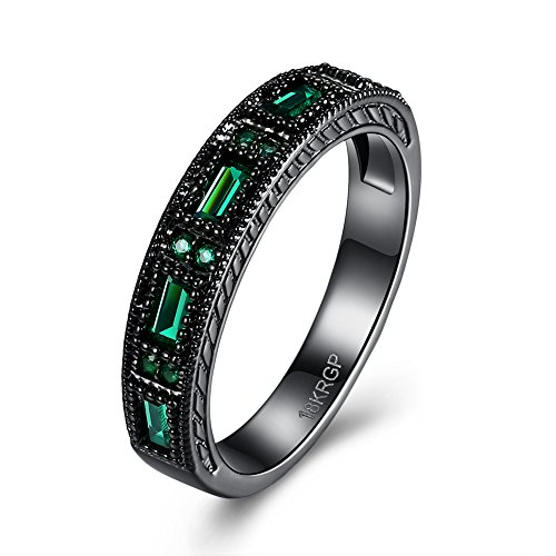 One Cent Online Amor Eterno Mujeres Boda Compromiso Anillos 18K Oro Plateado Cz Diamantes Marcas Solitarias Princesa Corte Promesa Aniversario Novia Joyería Amor Infinito por Ella, JPR865-Green-7-UK