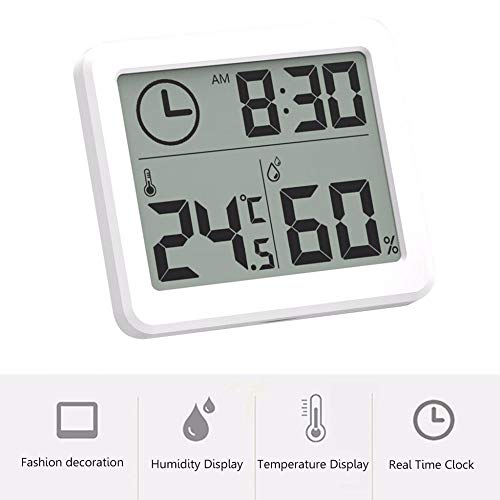 ONEVER Estación meteorológica Termómetro Interior Higrómetro Digital LCD C/F Temperatura Humedad Medidor Reloj Despertador -10-70C