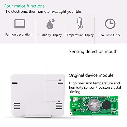ONEVER Estación meteorológica Termómetro Interior Higrómetro Digital LCD C/F Temperatura Humedad Medidor Reloj Despertador -10-70C