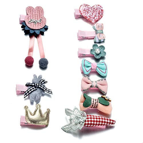 Onnea 10 Piezas Pinzas de Cabello Barrettes Rosado para Niñas Bebé Conejo Rábano Bowknot Animal (Conejo Rábano)