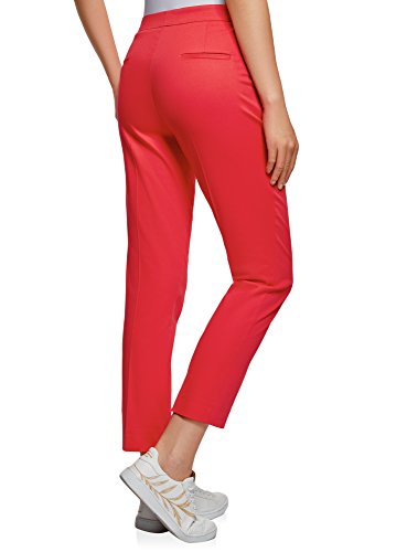 oodji Ultra Mujer Pantalones de Algodón con Botones a Presión Decorativos, Rosa, ES 38 / S