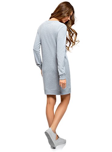 oodji Ultra Mujer Vestido de Estilo Deportivo con Estampado, Gris, ES 34 / XXS