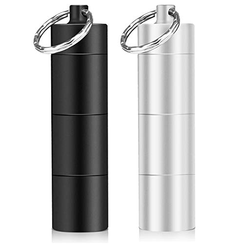 Opret Pastillero Llavero(2 Pack), Pastillero de Bolsillo Diario Dispensador de Tabletas de Metal Pequeño de Viaje