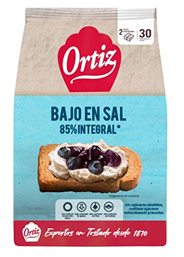 Ortiz Pan Tostado Bajo Contenido de Sal y Sin Azúcares Añadidos, 30 rebanadas, 324gr