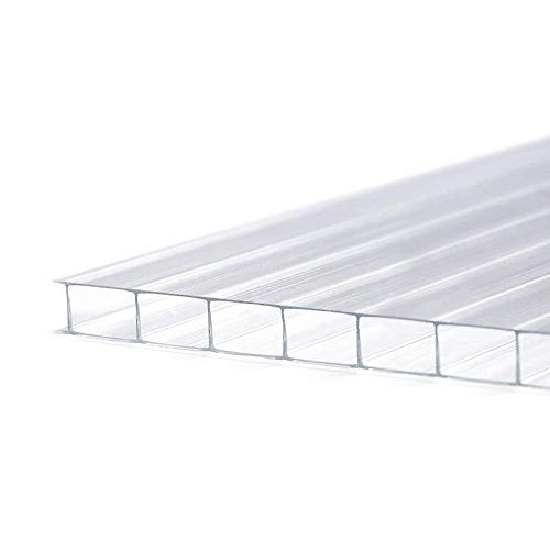 Ouhigher - 14 placas huecas de doble puente de policarbonato transparente, 4 mm de grosor, 60,5 x 121 cm, piezas de repuesto para invernadero de jardín, placas de repuesto de 10,25 m2, transparente