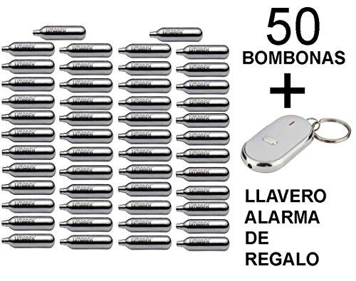 Outletdelocio. 50 bombonas co2 12gr. Umarex/Gamo para pistolas y carabinas + llavero alarma de regalo