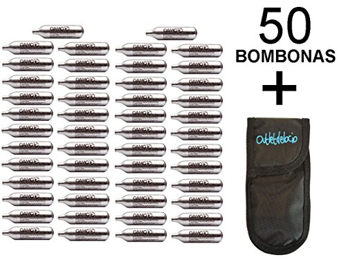 Outletdelocio. 50 bombonas co2 12gr. Umarex/Gamo/ASG para Pistolas y carabinas + Exclusiva Funda portabombonas