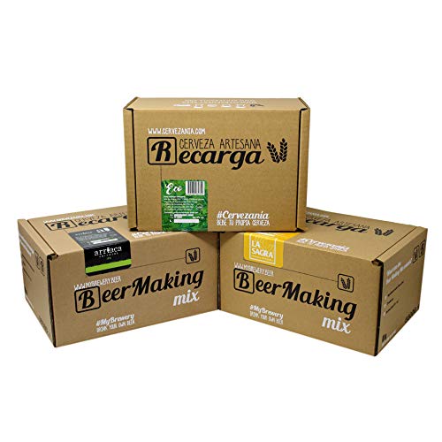 Pack 3 recargas de materias primas para elaborar cerveza en casa. Recetas Pilsen Ale Ecológica, La Sagra Belgian White Trigo & Arriaca IPA