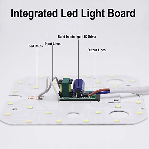 Pack de 2 módulos de reequipamiento LED con soporte magnético, 18 W, 6500 K blanco frío, 145 x 145 mm, 1700 lúmenes, CA 165 – 265 V, listo para conectar para lámpara de techo, no regulable