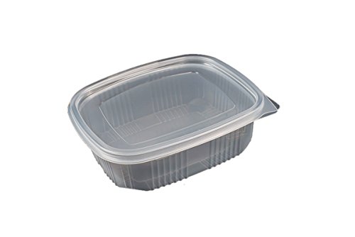 Pack de 25 recipientes desechables con tapa, para alimentos.APTO PARA MICROONDAS.1500 cc PP 210x150x55 mm