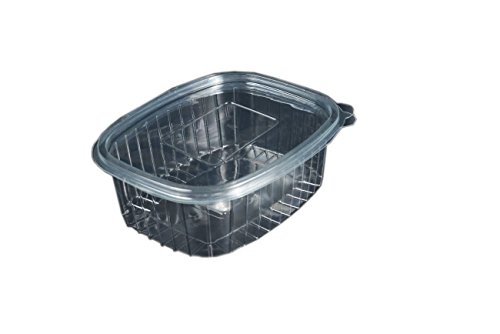 Pack de 320 recipientes desechables con tapa, para alimentos.1000 CC PET 193x157x65 mm