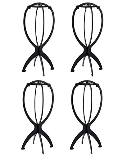 Pack de 4 soportes para peluca, de plástico, plegables