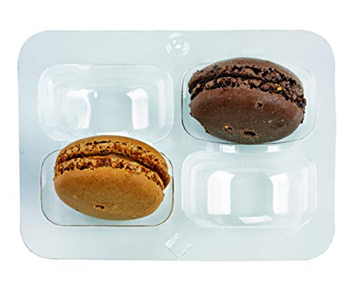 packnwood Macaron Insertar de plástico con cierre de Clip (varios tamaños), 4 Macarons - Square Shape, 125