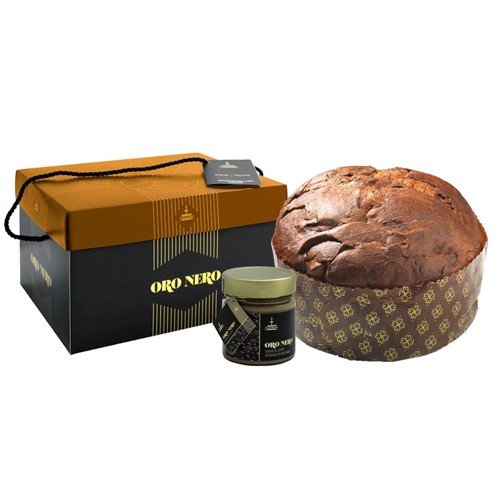 Panettone Oro Nero, con chips de chocolate, sin pasas y frutas confitadas - 1000g - Fiasconaro