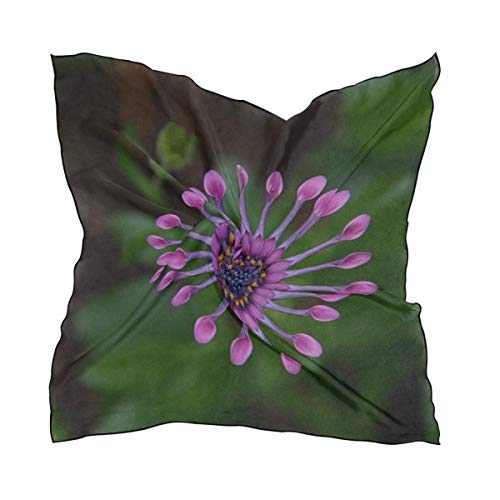 Pañuelo de seda Pañuelo de raso cuadrado Flor Soprano Cuchara lila Bandanas ligeras Pañuelo para la cabeza Chal cuello 24x24 pulgadas