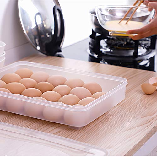 Paquete de 3 soportes para huevos cubiertos para refrigerador, dispensador de caja de almacenamiento de huevos de bandeja de huevos transparente 3X24, contenedores de huevos de plástico apilables.